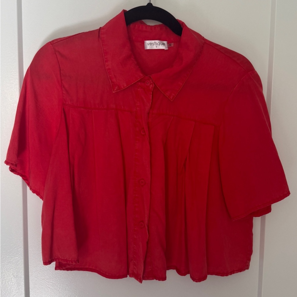 Vestique Red Collared Blouse
